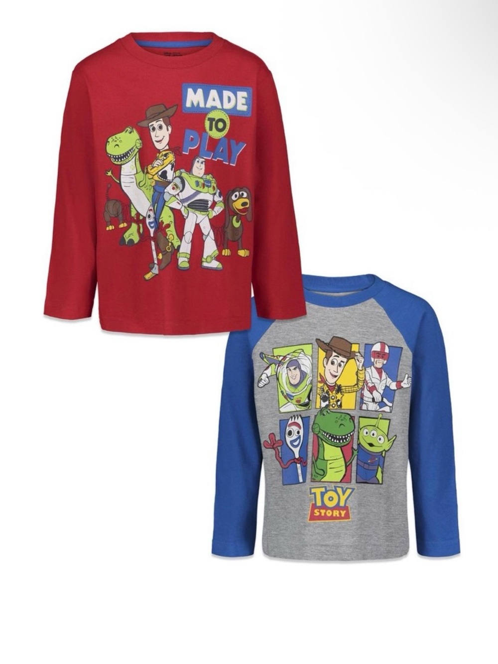 Disney Toy Story Long-Sleeve Graphic Tees - Red, Blue & Gray